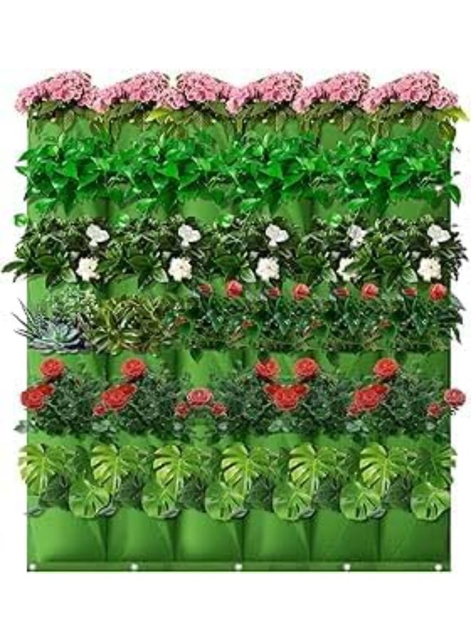 اكياس زراعة عمودية على الحائط، 100 × 100 سم، 36 جيب، اصيص نباتات معلق على الحائط للاماكن المغلقة والمفتوحة، اكياس زراعة عمودية للزهور الخضراء للفناء والحديقة والخضروات والزهور العصارية - Image 1